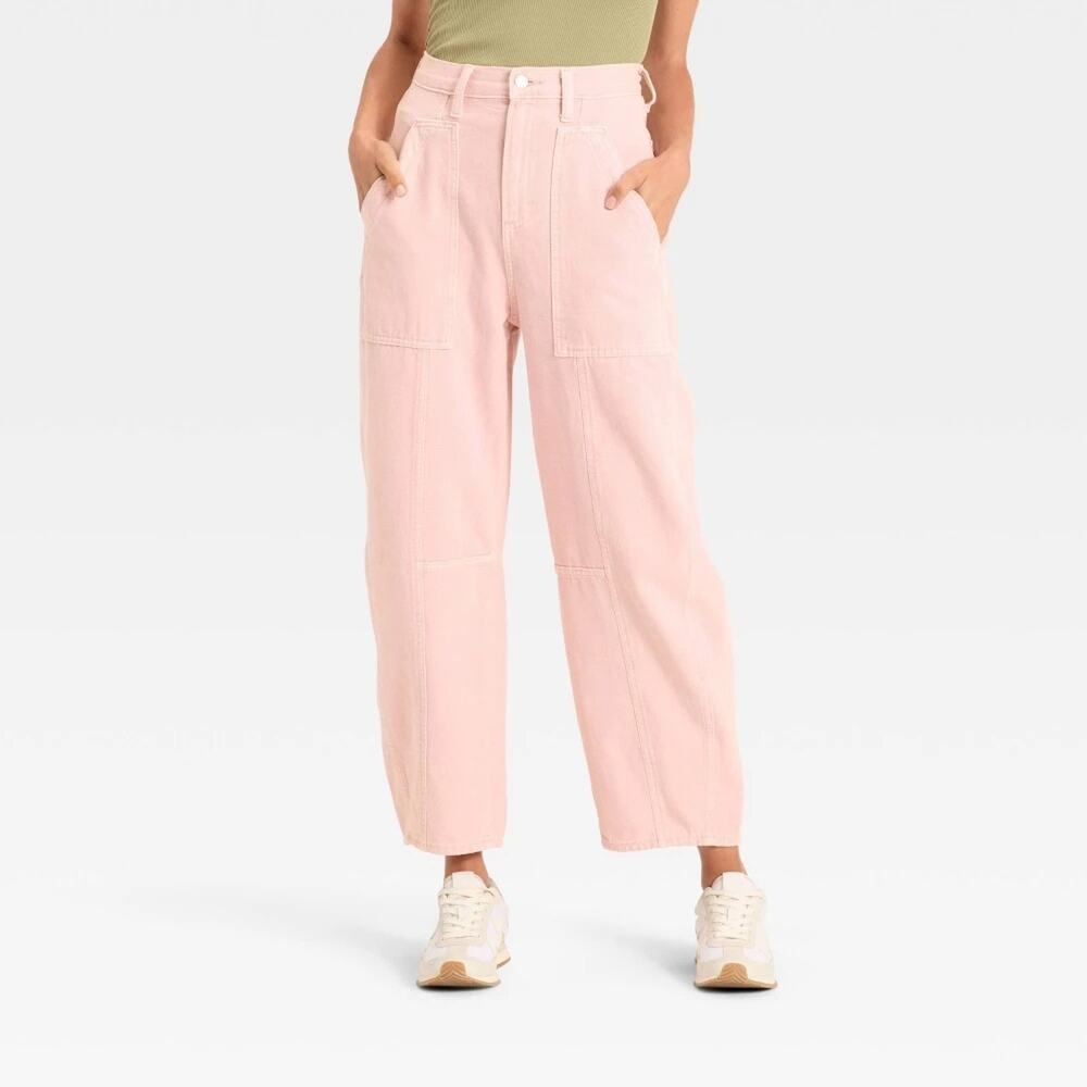 Universal Thread 100% Cotton High Rise Easy Barrel Pink Jeans Size 14 *NEW*